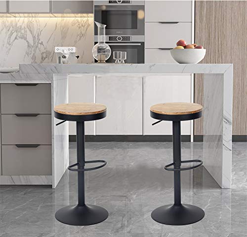 YOUNIKE-Tabouret-de-Bar-en-Bois-rglable-en-Hauteur-Hauteur-rglable-Tabouret-de-Bar-Simple-avec-Dossier-Chaise-de-Bar-Vintage-Rustique-pivotant-pour-Jardin-Capacit-180-kg-Lot-de-2-Noir-0-1