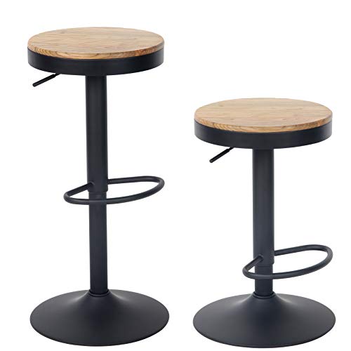 YOUNIKE-Tabouret-de-Bar-en-Bois-rglable-en-Hauteur-Hauteur-rglable-Tabouret-de-Bar-Simple-avec-Dossier-Chaise-de-Bar-Vintage-Rustique-pivotant-pour-Jardin-Capacit-180-kg-Lot-de-2-Noir-0