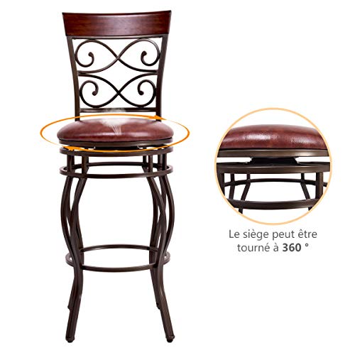 GOPLUS-Lot-de-2-Tabouret-de-Bar-Pivotant-Style-Industriel-Vintage-avec-Repose-PiedsTabourets-Haut-de-Gamme-Rotatif--360-Degrs-Design-Rond-avec-Dossier-et-Coussin-pour-Bar-et-Cuisine-0-0