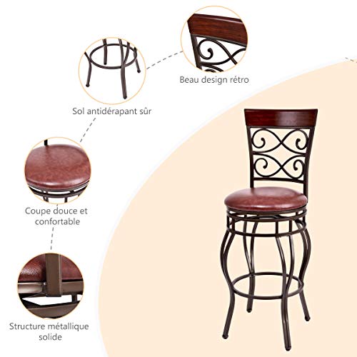 GOPLUS-Lot-de-2-Tabouret-de-Bar-Pivotant-Style-Industriel-Vintage-avec-Repose-PiedsTabourets-Haut-de-Gamme-Rotatif--360-Degrs-Design-Rond-avec-Dossier-et-Coussin-pour-Bar-et-Cuisine-0-2