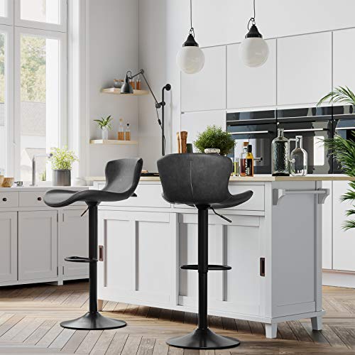 SONGMICS-Lot-de-2-Chaises-de-bar-Tabourets-hauts-Sige-de-cuisine-hauteur-rglable-avec-dossier-et-sige-rembourr-repose-pieds-surface-matelasse-en-PU-charge-120-kg-Noir-LJB074B01-0-2