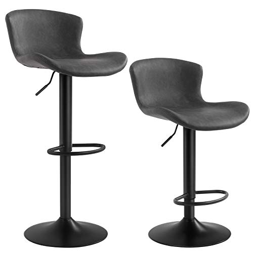 SONGMICS-Lot-de-2-Chaises-de-bar-Tabourets-hauts-Sige-de-cuisine-hauteur-rglable-avec-dossier-et-sige-rembourr-repose-pieds-surface-matelasse-en-PU-charge-120-kg-Noir-LJB074B01-0