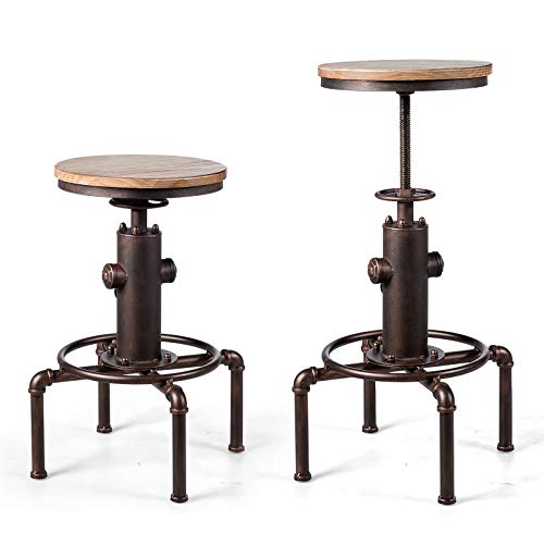 GOPLUS-Tabouret-de-Bar-de-Style-Industriel-Chaise-de-Bar-Vintage-en-Bois-et-Metal-Pieds-de-Tabouret-Antidrapants-avec-Repose-Pieds-Hauteur-Rglable-de-60-75CM-0