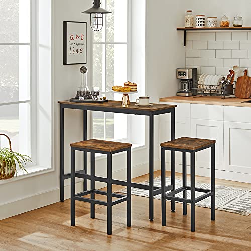 VASAGLE-Ensemble-Table-de-Salle--Manger-Table-de-Bar-et-chaises-de-Bar-Table-Haute-et-Tabouret-Cadre-en-Acier-Style-Industriel-Marron-Rustique-et-Noir-LBT218B01-0-0