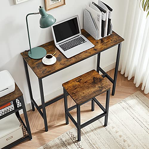 VASAGLE-Ensemble-Table-de-Salle--Manger-Table-de-Bar-et-chaises-de-Bar-Table-Haute-et-Tabouret-Cadre-en-Acier-Style-Industriel-Marron-Rustique-et-Noir-LBT218B01-0-2