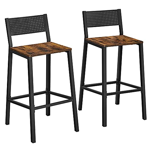 VASAGLE-Tabourets-de-Bar-Lot-de-2-Chaises-Hautes-Siges-Cuisine-Salle--Manger-Bureau-Style-Industriel-Marron-Rustique-et-Noir-LBC070B01-0