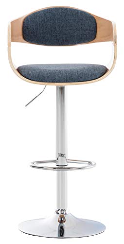 CLP-Lot-De-2-Tabourets-De-Bar-Kingston-en-Tissu-I-Chaise-Haute-De-Bar-Rglable-en-Hauteur-I-Pitement-Mtallique-I-Rembourrage-Epais-0-0