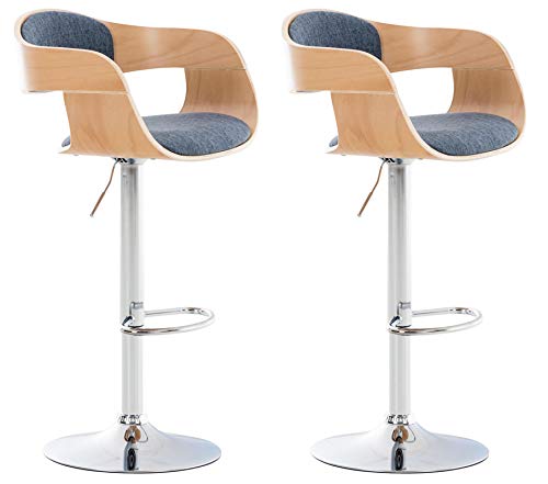 CLP-Lot-De-2-Tabourets-De-Bar-Kingston-en-Tissu-I-Chaise-Haute-De-Bar-Rglable-en-Hauteur-I-Pitement-Mtallique-I-Rembourrage-Epais-0