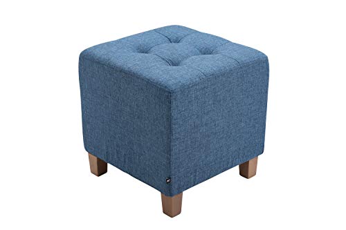 CLP-Tabouret-Bas-Pharao-Repose-Pieds-Rembourr-en-Tissu-I-Tabouret-Bas-avec-Coutures-Dcoratives-I-Pouf-Carr-avec-Pieds-en-Bois-0