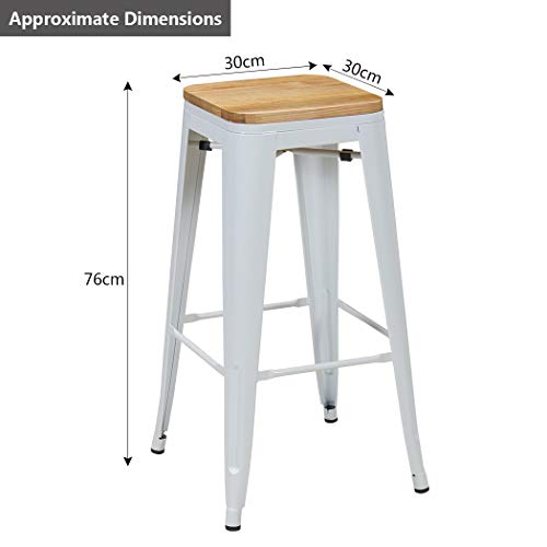 DUHOME-Tabouret-de-Bar-en-mtalFer-empilable-Design-Industriel-slection-de-Coleur-665D-CouleurBlanc-Bois-Clair-matiremtal-0-0