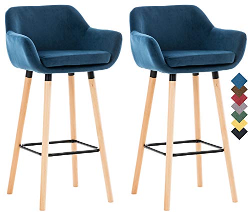 Lot-De-2-Tabourets-De-Bar-Grant-en-Velours-I-Chaise-Haute-De-Bar-Et-De-Cuisine-I-Assise-Et-Dossier-Rembourrs-I-Empitement-en-Bois-0