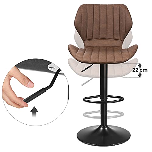 SONGMICS-Lot-de-2-tabourets-de-Cuisine-avec-Structure-en-mtal-Surface-en-Similicuir-Repose-Pieds-Hauteur-rglable-Montage-Facile-Vintage-Marron-fonc-0-2