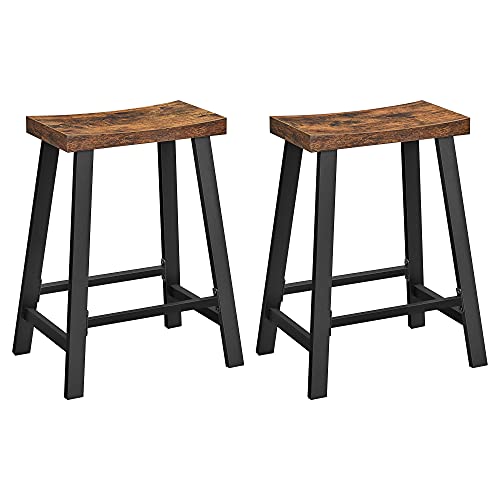 VASAGLE-Tabourets-de-Cuisine-avec-Sige-Incurv-Lot-de-2-Chaises-de-Bar-Siges-de-60-cm-de-Haut-pour-Cuisine-Salle--Manger-Bureau-Style-Industriel-Marron-Rustique-et-Noir-LBC074B01-0