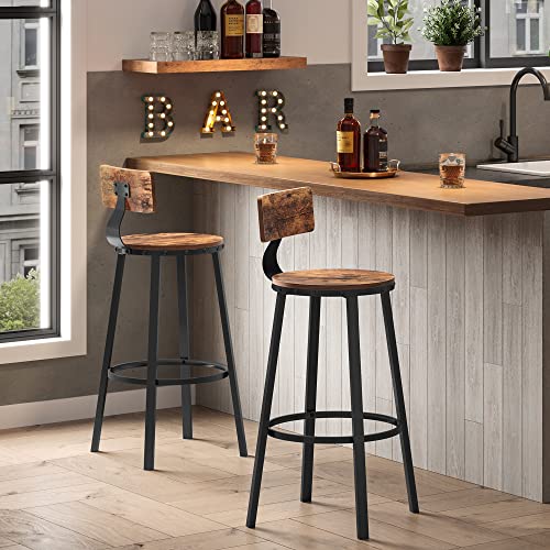 VASAGLE-Lot-de-2-Chaises-de-Bar-Tabourets-Hauts-avec-Dossier-Sige-de-Cuisine-Cadre-en-Acier-Montage-Facile-Sige-de-732-cm-de-Haut-Style-Industriel-Marron-Rustique-et-Noir-LBC026B01V1-0-1
