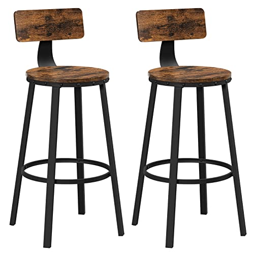 VASAGLE-Lot-de-2-Chaises-de-Bar-Tabourets-Hauts-avec-Dossier-Sige-de-Cuisine-Cadre-en-Acier-Montage-Facile-Sige-de-732-cm-de-Haut-Style-Industriel-Marron-Rustique-et-Noir-LBC026B01V1-0
