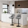 SONGMICS-Lot-de-2-tabourets-de-Bar-avec-Structure-en-mtal-Surface-en-Similicuir-Repose-Pieds-Hauteur-rglable-Montage-Facile-Vintage-Gris-Clair-0-0