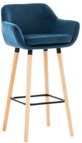 Tabouret-De-Bar-Grant-En-Velours-I-Chaise-Haute-De-Bar-Et-De-Cuisine-I-Assise-Et-Dossier-Rembourrs-I-Empitement-En-Bois-I-0-0