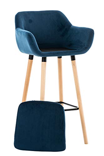 Tabouret-De-Bar-Grant-En-Velours-I-Chaise-Haute-De-Bar-Et-De-Cuisine-I-Assise-Et-Dossier-Rembourrs-I-Empitement-En-Bois-I-0-1