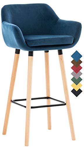 Tabouret-De-Bar-Grant-En-Velours-I-Chaise-Haute-De-Bar-Et-De-Cuisine-I-Assise-Et-Dossier-Rembourrs-I-Empitement-En-Bois-I-0