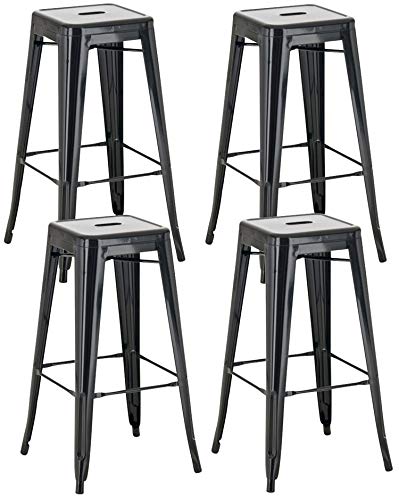 CLP-Lot-De-4-Tabourets-De-Bar-Joshua-I-Tabouret-De-Bar-Industriel-Empilable-Et-Robuste-I-Repose-Pieds-Structure-A-4-Pieds-I-Hauteur-Sige-77-cm-0