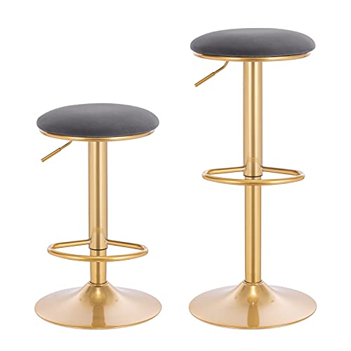 WOLTU-Tabouret-de-Bar-Lot-de-2-Pivotant-Chaise-de-Bar-Ergonomique-avec-Repose-Pieds-Tabouret-Rond-Haut-Mtallique-Hauteur-Rglable-61-82cm-pour-Chambre-Comptoir-Caftria-1984-0
