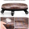 EBANKU-Tabouret-bas-avec-roues-Mini-Tabouret–roulettes-Pied-Bas-Simili-Cuir-Sige-Faible-Mtal-Pitement-Banc-Rond-en-Cuir-avec-5-Roues-universelle-pour-le-bureau–domicile-ou-le-fitnessMarron-0-2