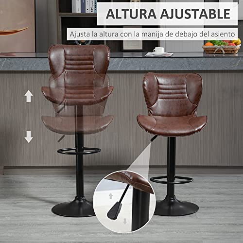HOMCOM-Lot-de-2-tabourets-de-bar-tapiss-en-cuir-synthtique-Hauteur-rglable-en-hauteur-avec-dossier-et-repose-pied-465-x-54-x-88-108-cm-Marron-0-2