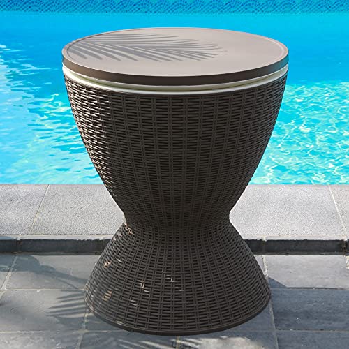 SKYLANTERN-Table-de-Jardin-Extrieur-avec-Bassine--Glaon-pour-Boissons-Fraches-Table-dAppoint-Hauteur-Rglable-Effet-Rotin-Table-Bar-Glacire-Intgre-0-0