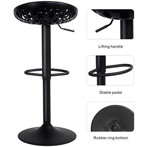 Kidol-Shellder-Tabourets-de-Bar-Chaises-de-Salle--Manger-Lot-de-2-Noir-Hauteur-Rglable--360-Chaises-de-Bar-en-Plastique-et-Mtal-Creux-pour-Maison-Cuisine-Comptoir-Bistro-0-0