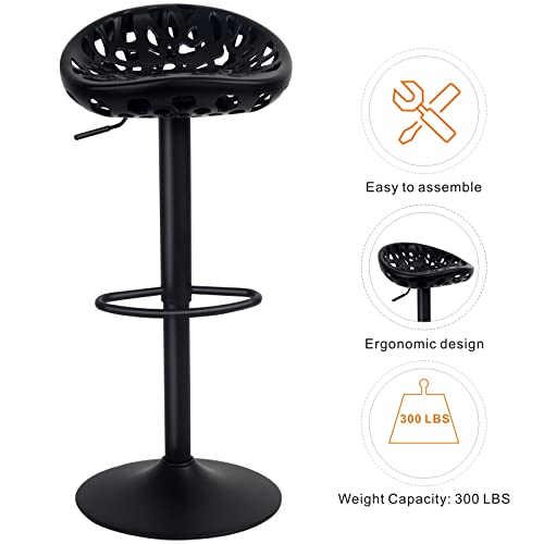 Kidol-Shellder-Tabourets-de-Bar-Chaises-de-Salle--Manger-Lot-de-2-Noir-Hauteur-Rglable--360-Chaises-de-Bar-en-Plastique-et-Mtal-Creux-pour-Maison-Cuisine-Comptoir-Bistro-0-2