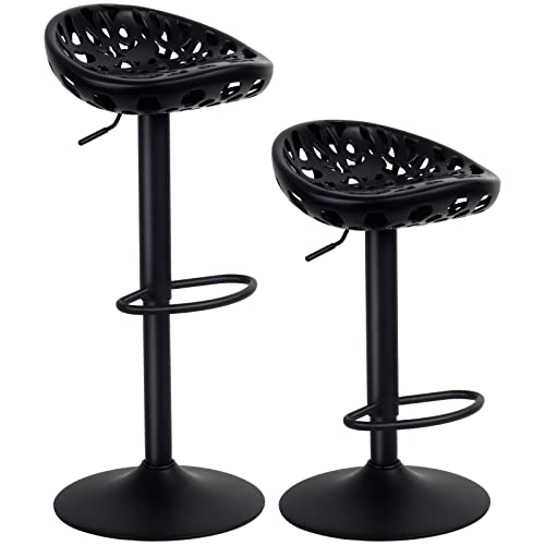 Kidol-Shellder-Tabourets-de-Bar-Chaises-de-Salle--Manger-Lot-de-2-Noir-Hauteur-Rglable--360-Chaises-de-Bar-en-Plastique-et-Mtal-Creux-pour-Maison-Cuisine-Comptoir-Bistro-0