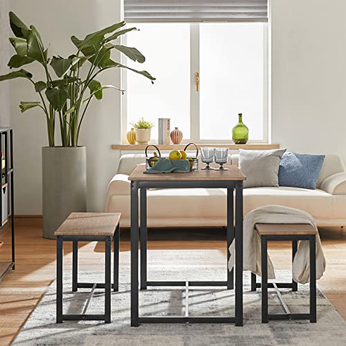 SoBuy-Ensemble-Table--Manger-et-2-Bancs-Set-de-3-Pices-Ensemble-de-Table-de-Cuisine-avec-2-Bancs-pour-Salle--Manger-Salon-Balcon-Cadre-en-Acier-Table-110x58x74cm-Banc-95x29x46cm-OGT25-N-0-2