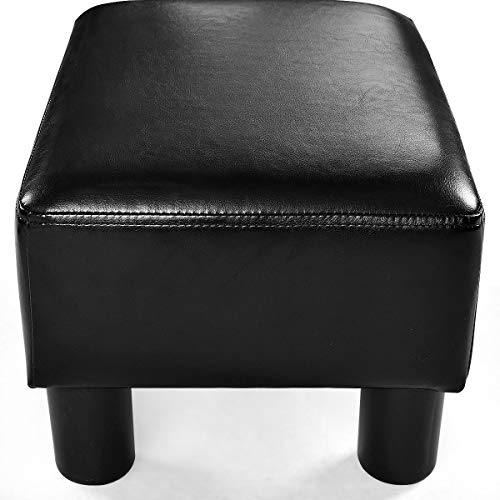 Giantex-Repose-Pied-Salon-Pouf-en-Cuir-PU-Tabouret-Ottoman-Tabouret-Bas-Canap-Pouf-avec-Sige-Rectangulaire-Rembourr-40-x-30-x-24-cm-Noir-0-0