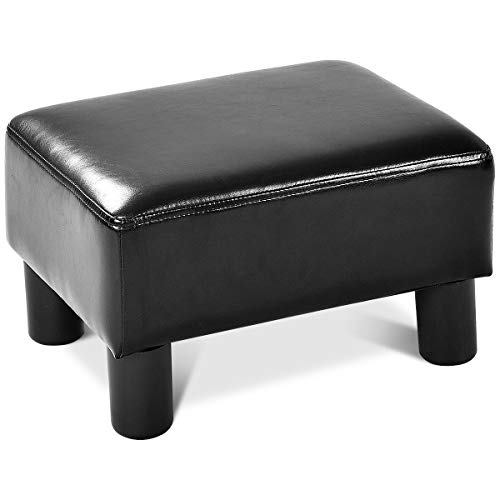 Giantex-Repose-Pied-Salon-Pouf-en-Cuir-PU-Tabouret-Ottoman-Tabouret-Bas-Canap-Pouf-avec-Sige-Rectangulaire-Rembourr-40-x-30-x-24-cm-Noir-0