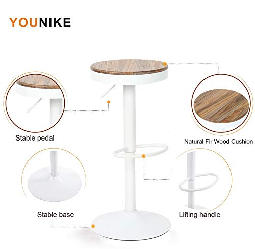 YOUNIKE-Tabouret-de-Bar-en-Bois-Tabouret-de-Bar-de-Cuisine--Hauteur-Rglable-avec-Chaise-de-Bar-Vintage-Tabouret-de-Bar-Pivotant-Rustique-Lot-de-2-Blanc-0-1