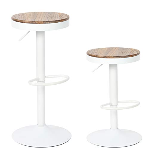 YOUNIKE-Tabouret-de-Bar-en-Bois-Tabouret-de-Bar-de-Cuisine--Hauteur-Rglable-avec-Chaise-de-Bar-Vintage-Tabouret-de-Bar-Pivotant-Rustique-Lot-de-2-Blanc-0