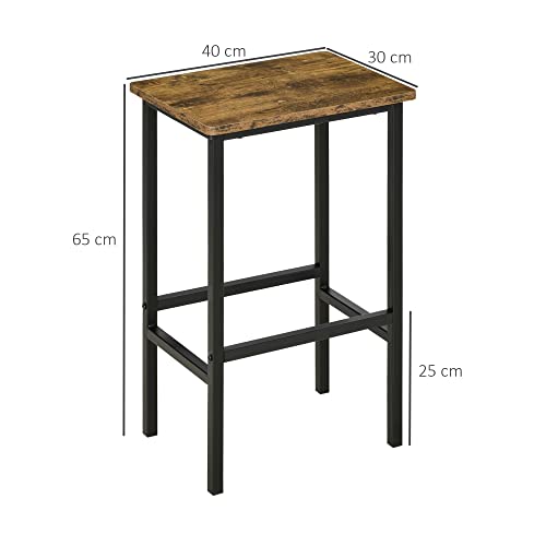 HOMCOM-Lot-de-2-tabourets-de-Bar-Style-Industriel-avec-Repose-Pieds-Hauteur-65-cm-mtal-et-Panneaux-de-Particules-Marron-et-Noir-0-1