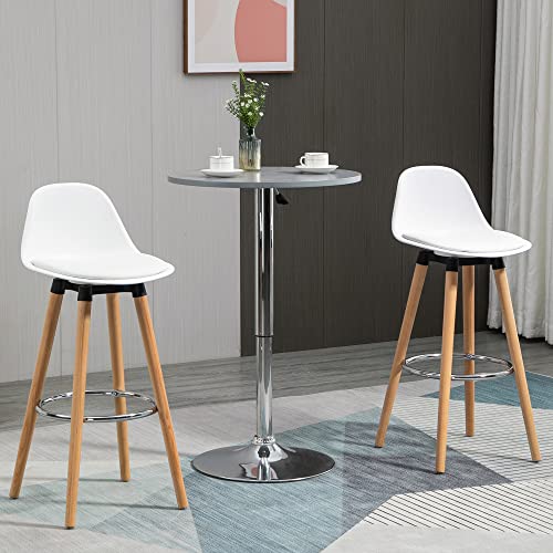 HOMCOM-Lot-de-2-tabourets-de-Bar-Style-scandinave-Hauteur-70-cm-avec-Pieds-en-Bois-et-Repose-Pieds-en-Acier-Blanc-0-0
