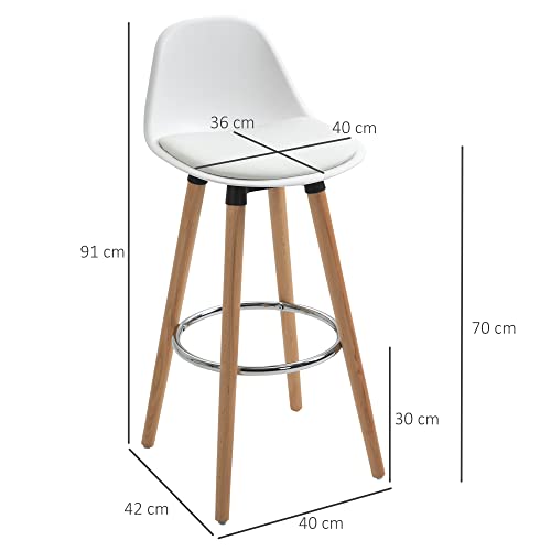 HOMCOM-Lot-de-2-tabourets-de-Bar-Style-scandinave-Hauteur-70-cm-avec-Pieds-en-Bois-et-Repose-Pieds-en-Acier-Blanc-0-1
