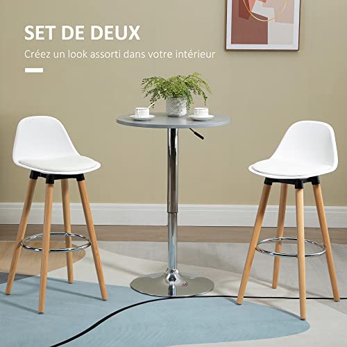HOMCOM-Lot-de-2-tabourets-de-Bar-Style-scandinave-Hauteur-70-cm-avec-Pieds-en-Bois-et-Repose-Pieds-en-Acier-Blanc-0-2
