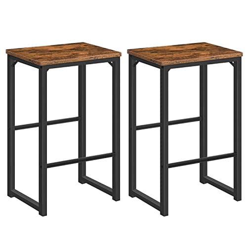 HOOBRO-Chaises-de-Bar-Lot-de-2-Tabourets-Hauts-avec-Repose-Pieds-de-Diffrente-Hauteur-Cadre-en-Mtal-Bords-Biseauts-pour-Cuisine-Salle--Manger-Salon-Marron-Rustique-EBF34BY01-0