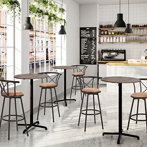 MEUBLE-COSY-Lot-de-4-Tabourets-de-Bar-Chaises-Vintage-pivotant-sur-360-avec-Dossier-et-Repose-Pieds-Sige-de-77-cm-de-Haut-Style-Industriel-Marron-40x565x995cm-Hailey-29-4PCS-0-2