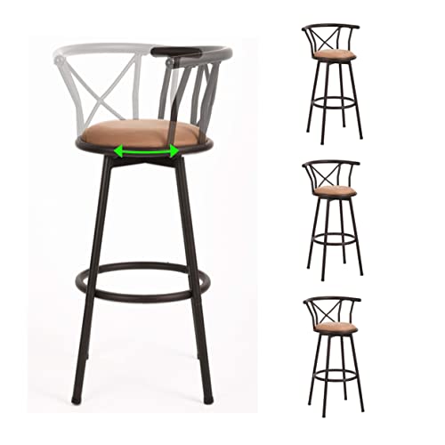 MEUBLE-COSY-Lot-de-4-Tabourets-de-Bar-Chaises-Vintage-pivotant-sur-360-avec-Dossier-et-Repose-Pieds-Sige-de-77-cm-de-Haut-Style-Industriel-Marron-40x565x995cm-Hailey-29-4PCS-0