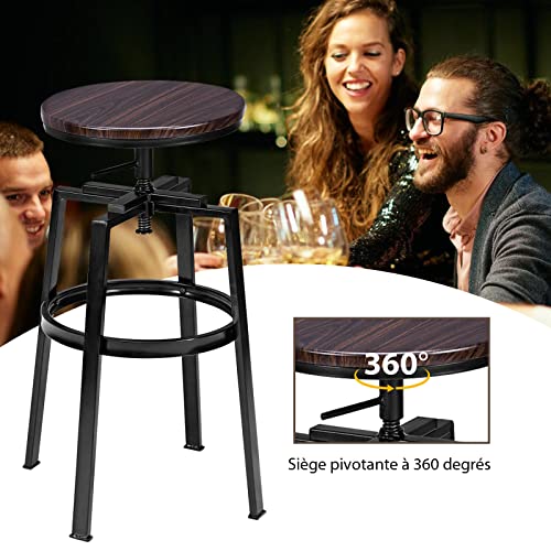 RELAX4LIFE-Tabouret-de-Bar-Industriel-Lot-de-2-avec-Repose-Pieds-et-Sige-Pivotant--360-Rglable-en-Hauteur-Tabourets-Mtal-avec-Coussinets-Antidrapants-pour-Bar-Caf-Restaurant-Maison-0-2