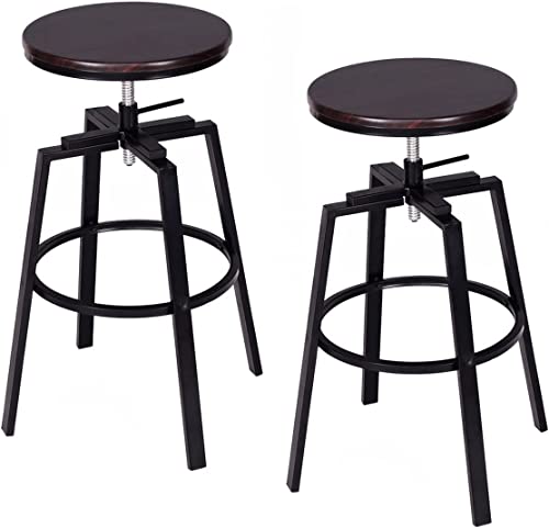RELAX4LIFE-Tabouret-de-Bar-Industriel-Lot-de-2-avec-Repose-Pieds-et-Sige-Pivotant--360-Rglable-en-Hauteur-Tabourets-Mtal-avec-Coussinets-Antidrapants-pour-Bar-Caf-Restaurant-Maison-0