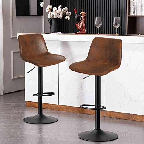 FATIVO-Tabouret-de-Bar-Industriel-Lot-de-2-Tabourets-de-Cuisine-en-Cuir-Chaise-Haute-Cuisine-Hauteur-Rglable-Tabouret-Haut-Vintage-Capitonn-avec-Dossier-et-Repose-Pieds-Brun-0-0