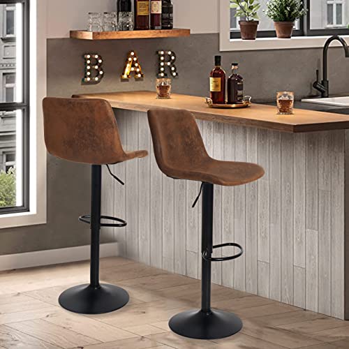 FATIVO-Tabouret-de-Bar-Industriel-Lot-de-2-Tabourets-de-Cuisine-en-Cuir-Chaise-Haute-Cuisine-Hauteur-Rglable-Tabouret-Haut-Vintage-Capitonn-avec-Dossier-et-Repose-Pieds-Brun-0-1