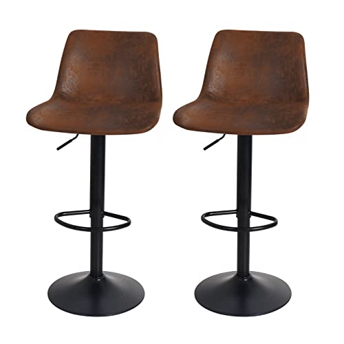FATIVO-Tabouret-de-Bar-Industriel-Lot-de-2-Tabourets-de-Cuisine-en-Cuir-Chaise-Haute-Cuisine-Hauteur-Rglable-Tabouret-Haut-Vintage-Capitonn-avec-Dossier-et-Repose-Pieds-Brun-0