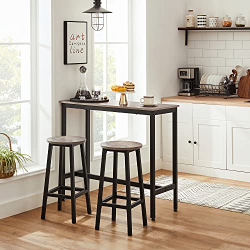 VASAGLE-Table-de-Bar-Table-Haute-Fine-Table-de-Cuisine-Table-de-Salle--Manger-avec-Cadre-mtallique-Robuste-100-x-40-x-90-cm-Montage-Facile-Style-Industriel-Grge-et-Noir-LBT010B02-0-1