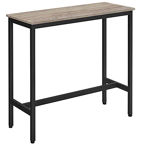 VASAGLE-Table-de-Bar-Table-Haute-Fine-Table-de-Cuisine-Table-de-Salle--Manger-avec-Cadre-mtallique-Robuste-100-x-40-x-90-cm-Montage-Facile-Style-Industriel-Grge-et-Noir-LBT010B02-0